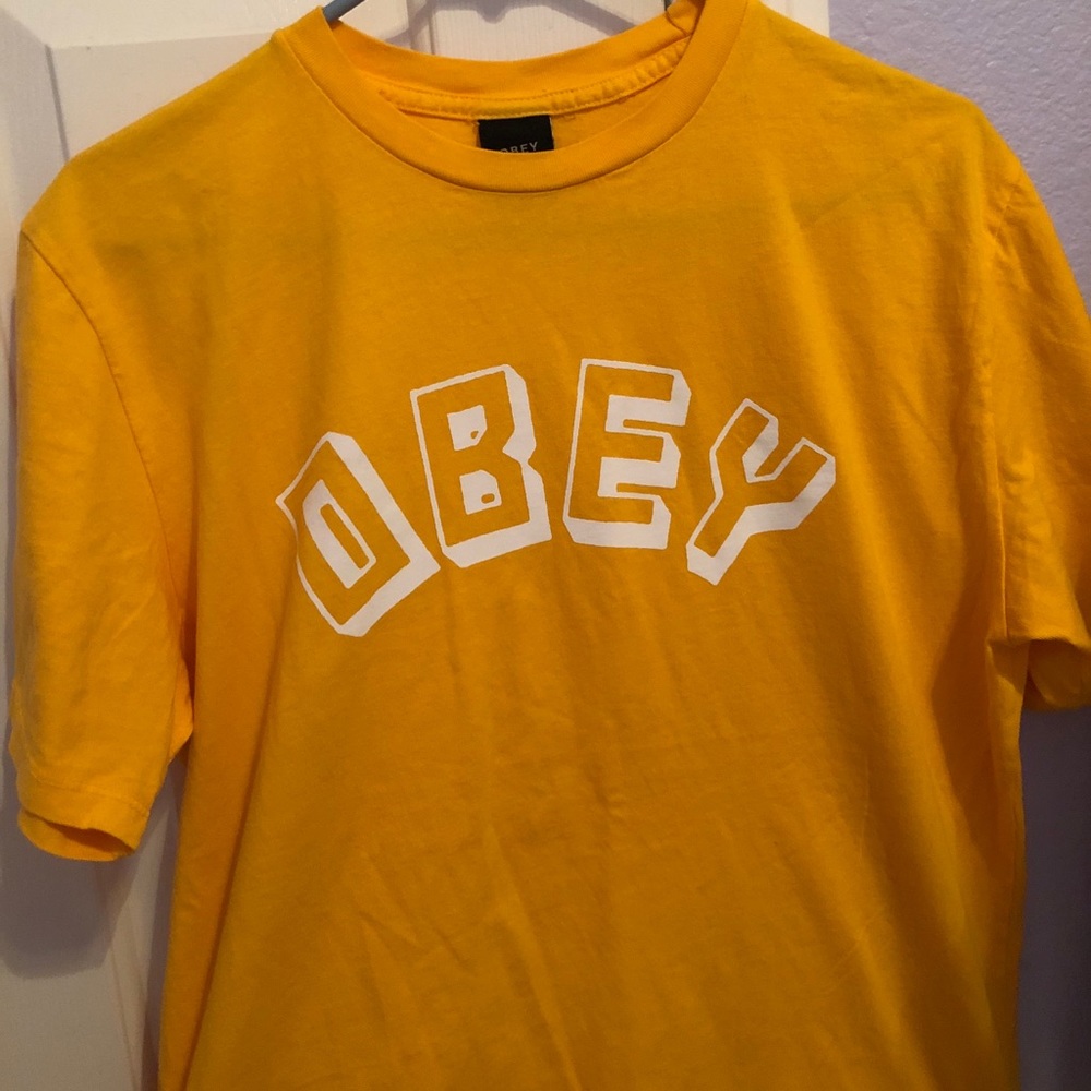 yellow obey t-shirt